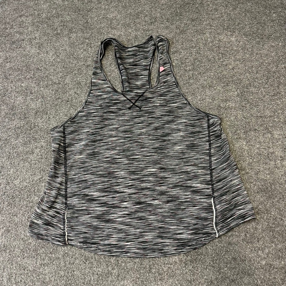 Athleta Tank Top Womens Size M Black White Space Dye Racerback Athletic Workout